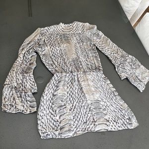 Parker Reptile Print Dress with Bell Sleeves